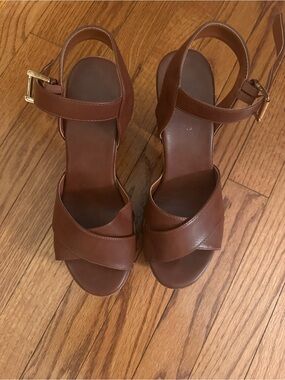 Women's Brown Leather Ankle-Strap Sandals